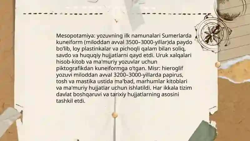 Hujjatlarning paydo boʻlishi va tarixi 4