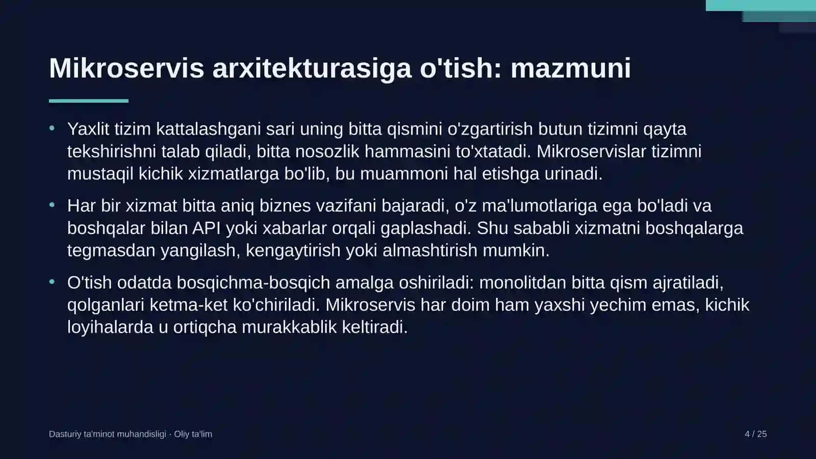 Asalarichilikda mikroservis arxitekturasiga o'tish 4