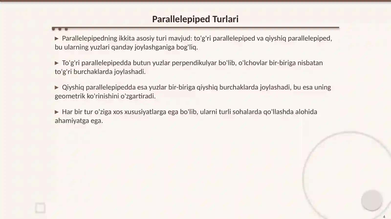 Koʻpyoqlar: Parallelepipedning Asosiy Asoslari 4