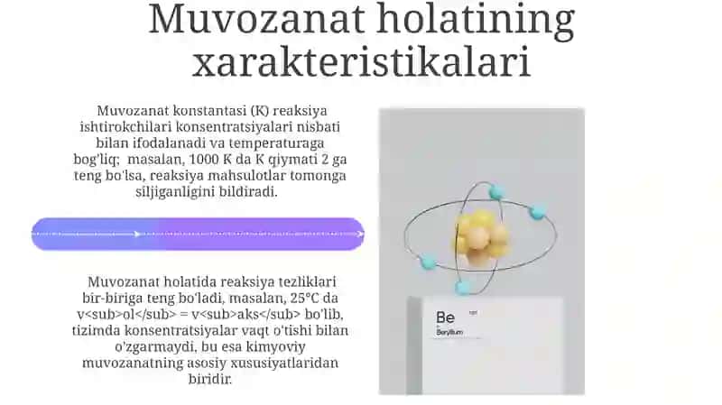 Kimyoviy muvozanatning asosiy shartlari 4