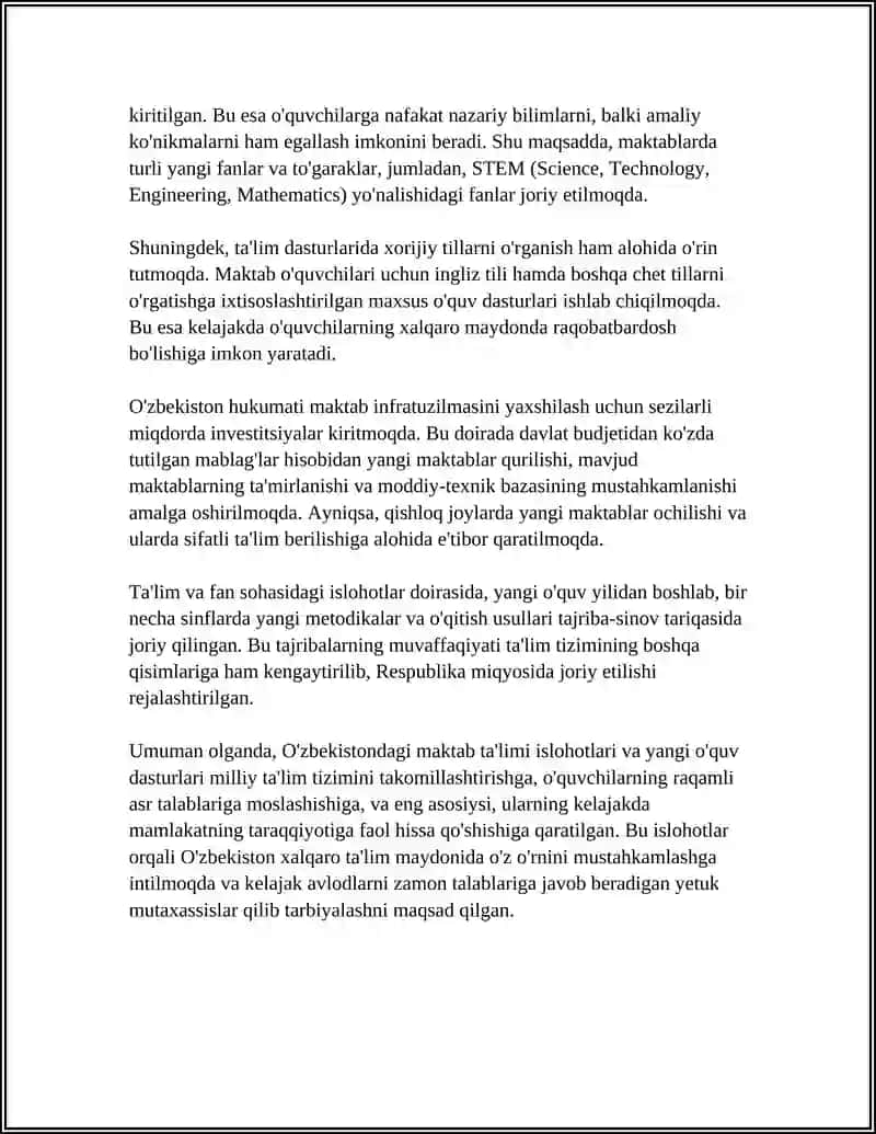 O‘ZBEKISTONDA TA'LIM SOHASIDAGI ISLOHATLAR 4
