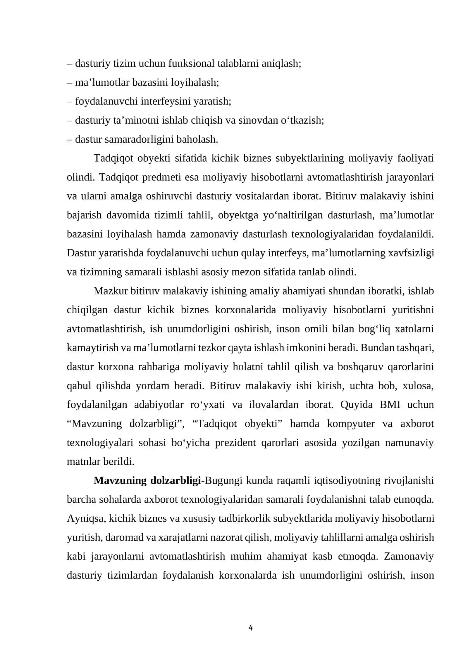 Kichik biznes uchun moliyaviy hisobotlarni yurutuvchi dastur 4
