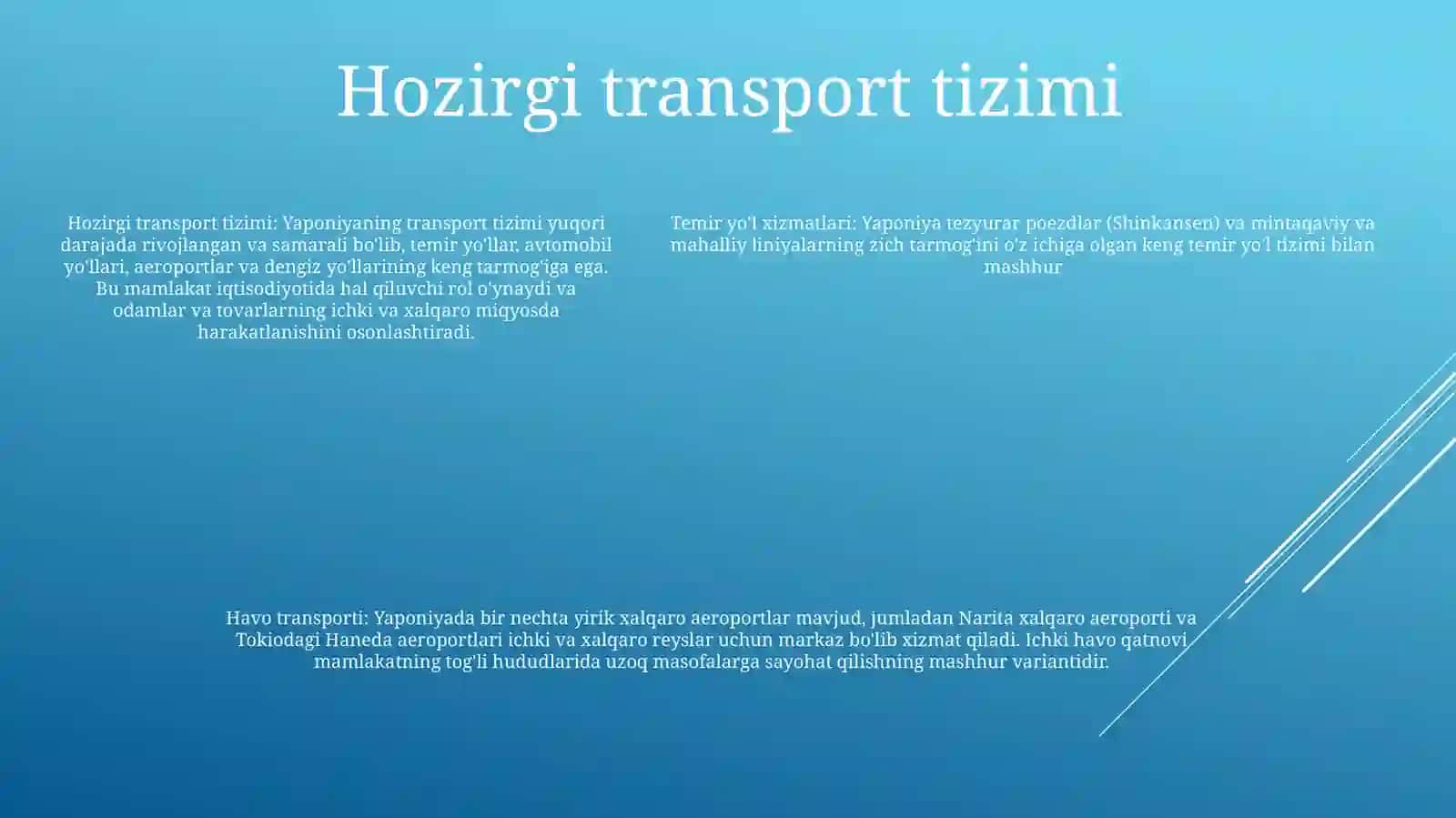 Yaponiyadagi Transport Xizmatlari 4