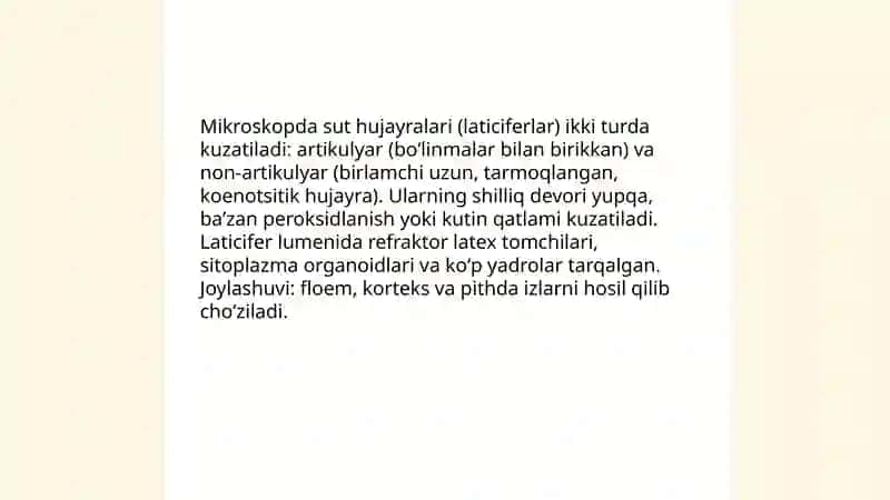 Oʻsimliklarda sut yoʻllarini mikroskopda kuzatish 4