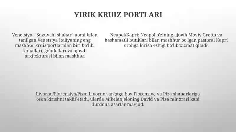 Italiya Kruiz Turizmi Haqida 4