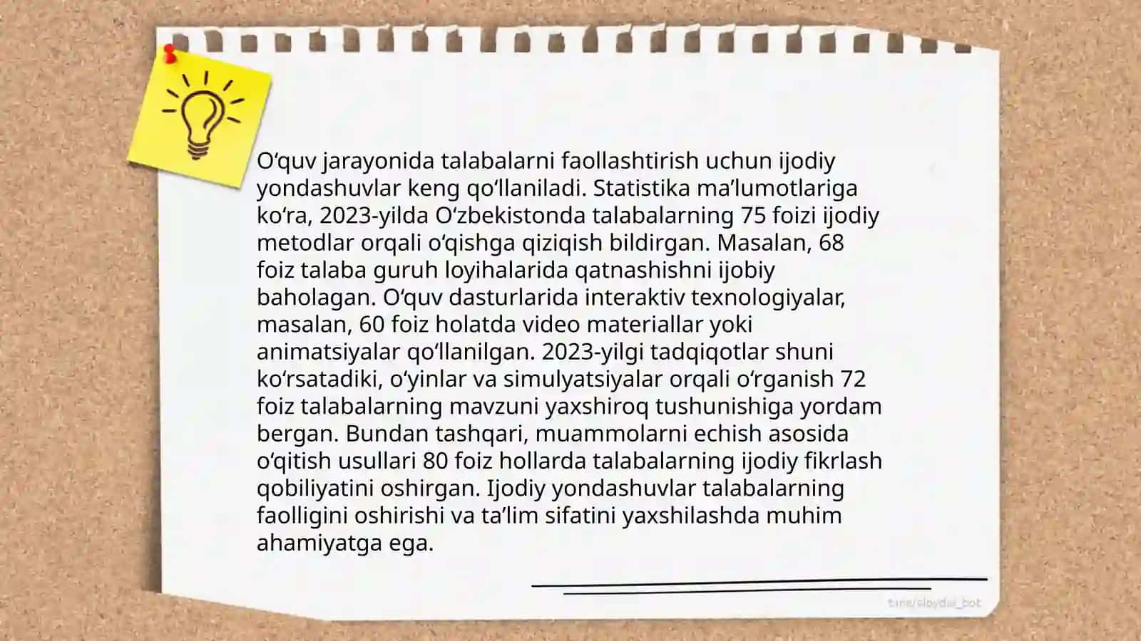 Kriativ pegdagogika faning o'qitish metodlari 4