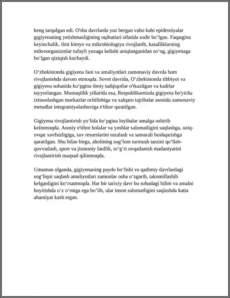 GIGIYENANING RIVOJLANISH TARIXI 4
