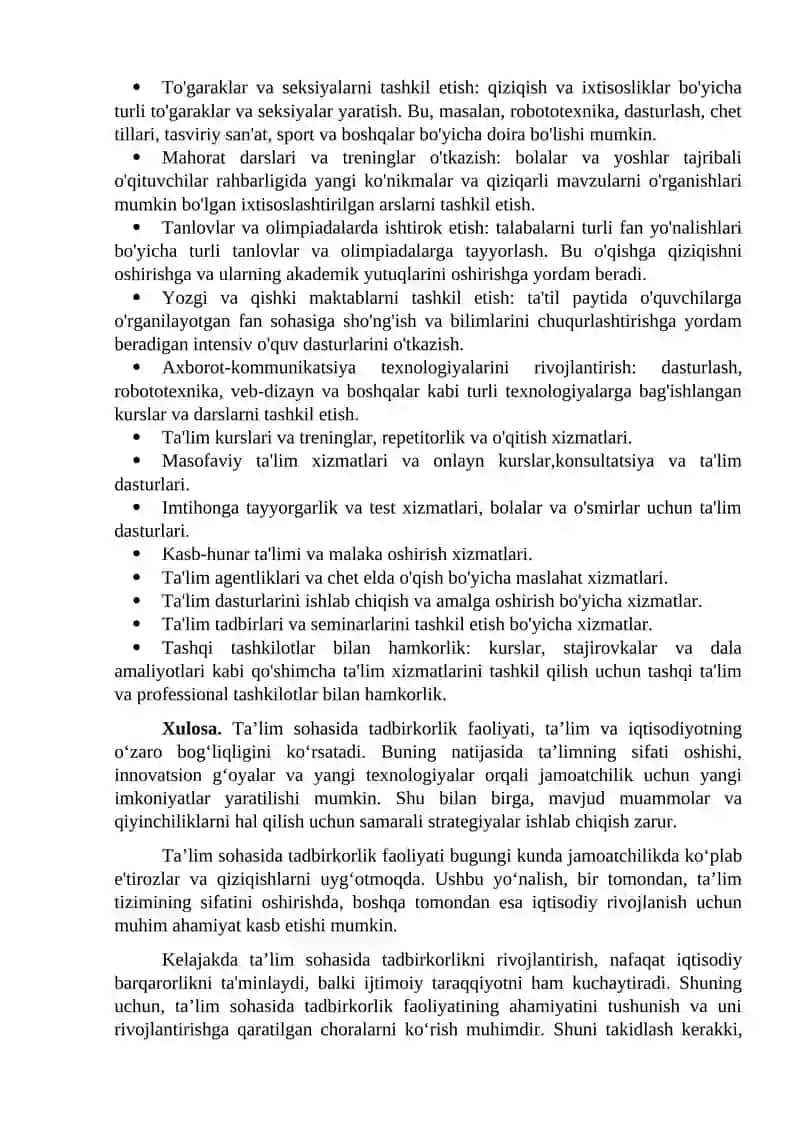 TA’LIM SOHASIDA TADBIRKORLIK FAOLIYATINING NATIJALARI 4