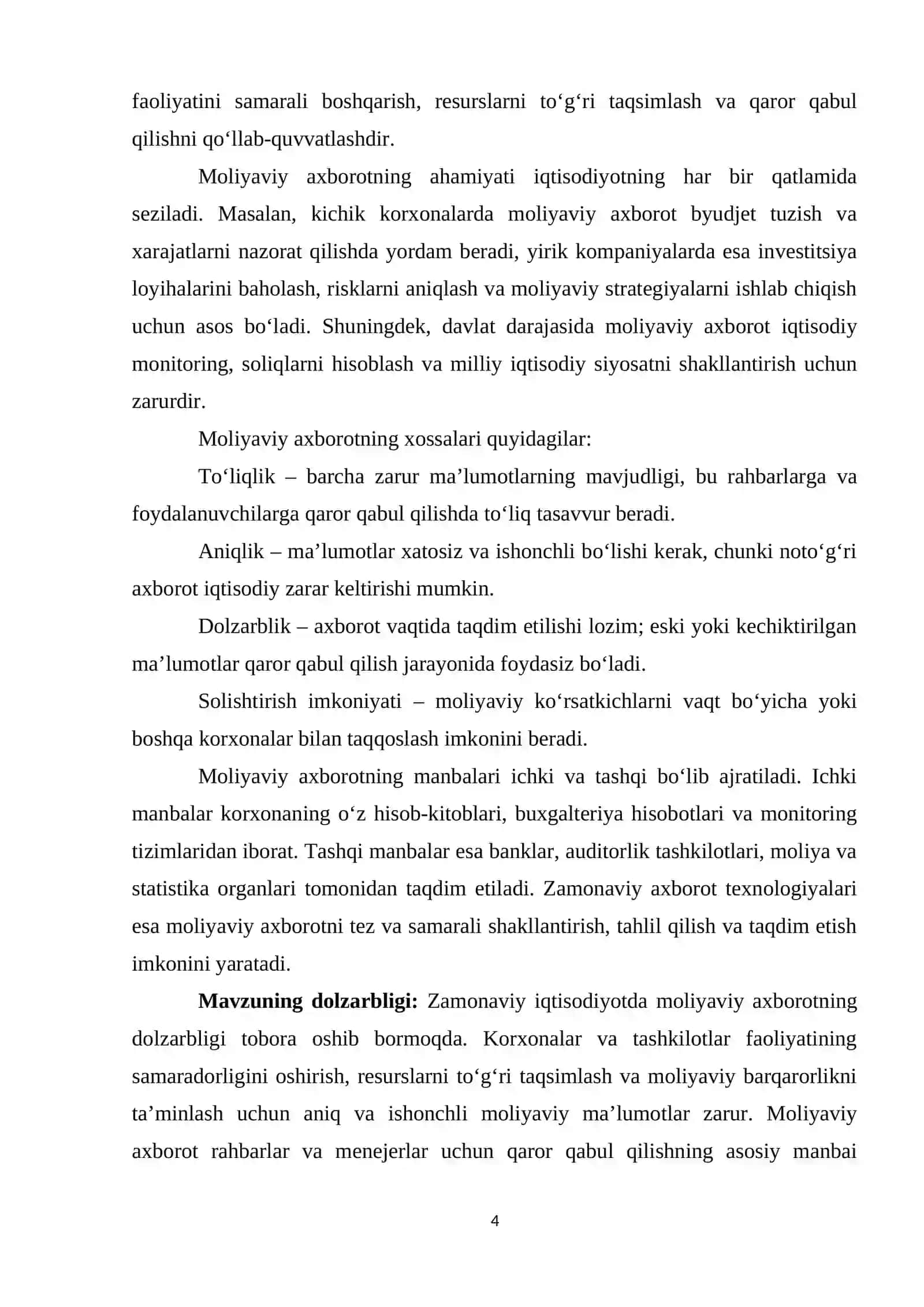 Moliyaviy axborotlarning umumiy tavsifi 4