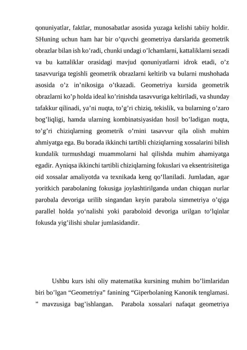 Giperbolaning Kanonik tenglamasi 4