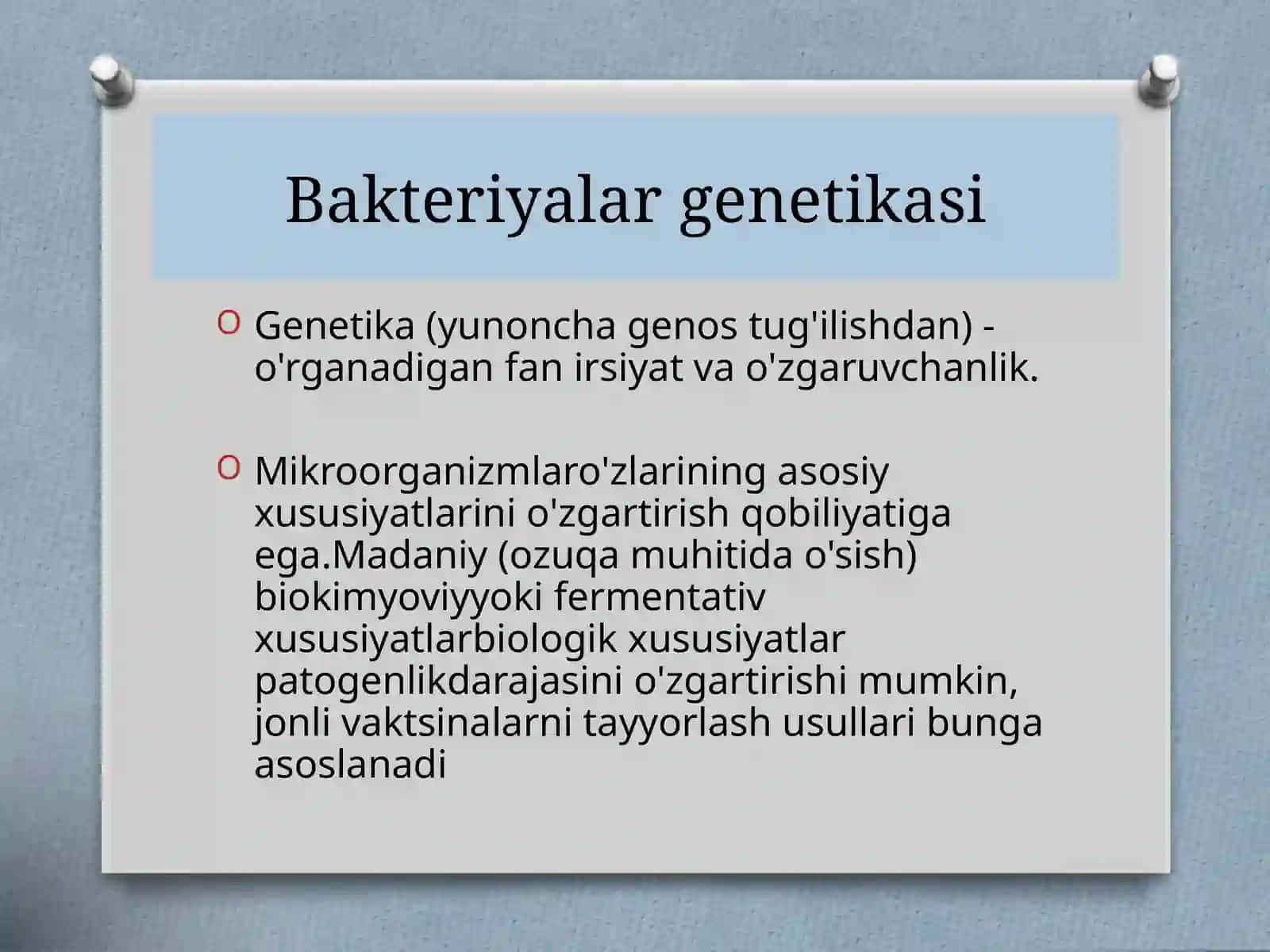 Bakteriyalar genetikasini o'rganish 4