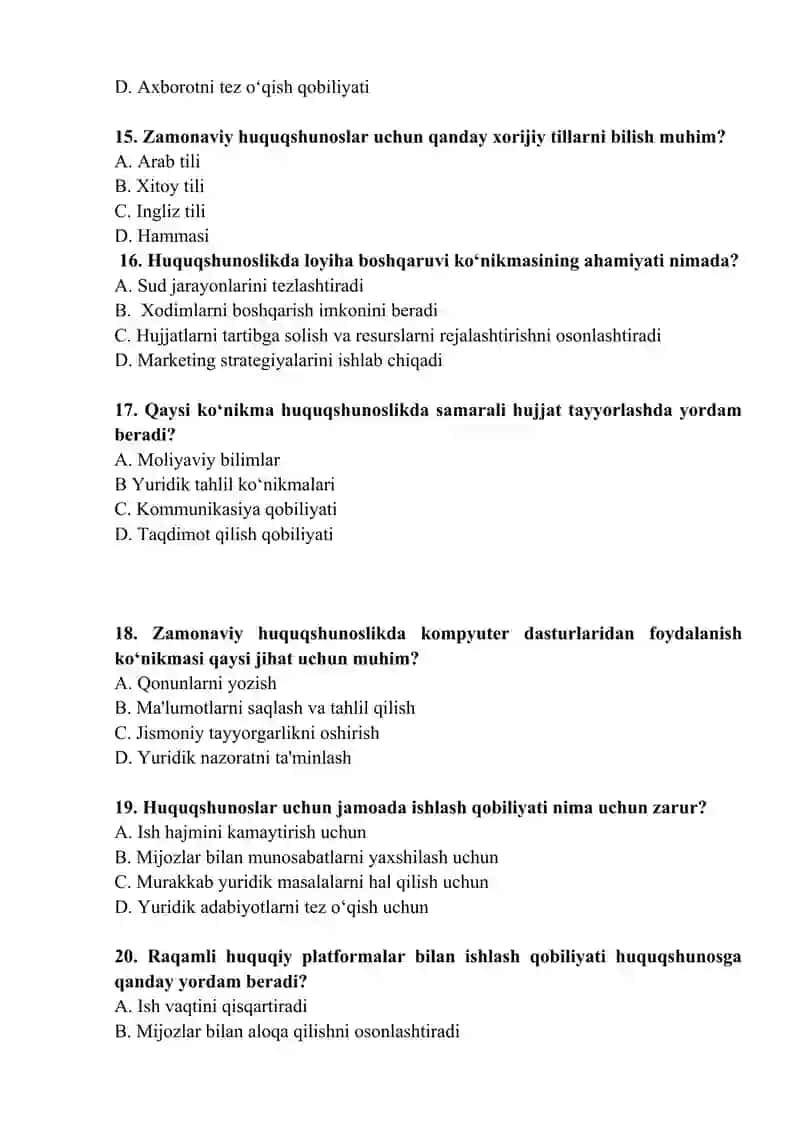 Metadologiya yakuniy test 4