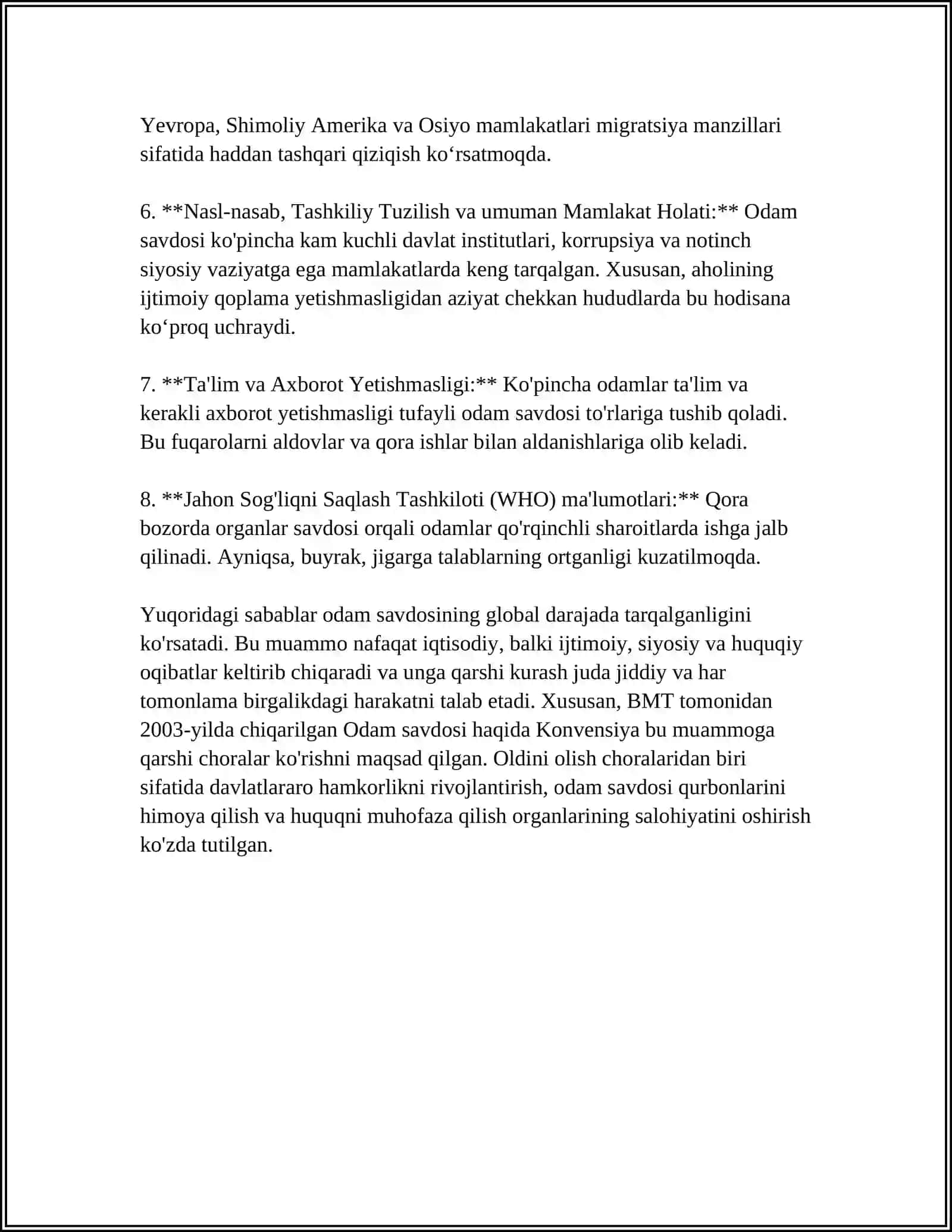 ODAM SAVDOSI GLOBAL MUAMMO REFERAT 4