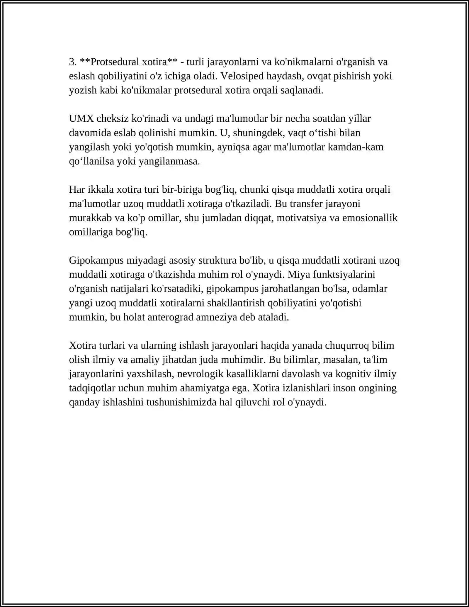 XOTIRA TURLARI VA UNING JARAYONLARI 4