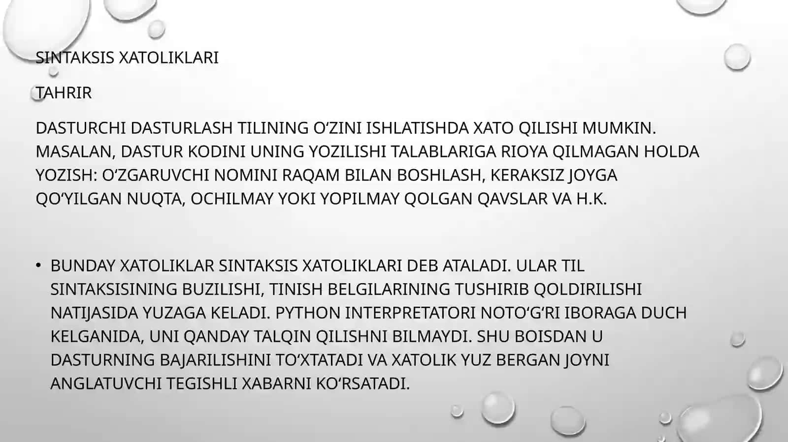 Puthondasturlash tilida xatoliklar bilan ishlash 4