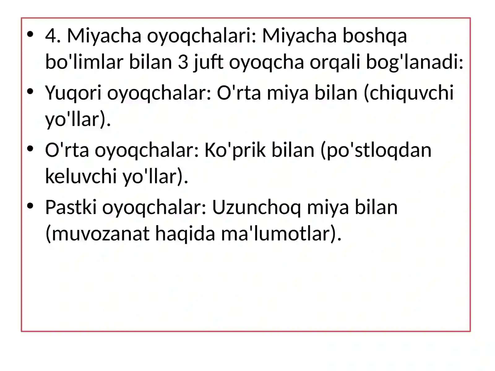MIYACHA ANATOMIYASI, MARKAZLARI VA VAZIFALARI 4