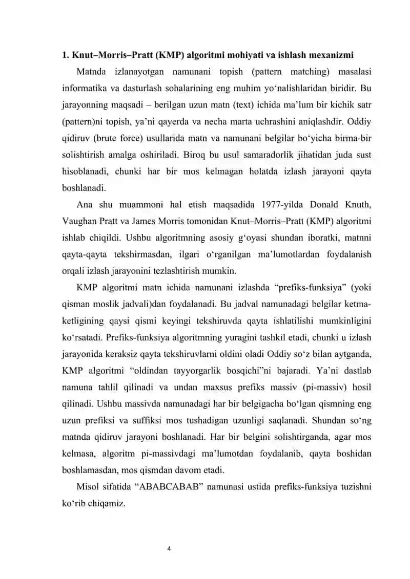 Boyer–Moore va Knut–Morris–Pratt algoritmlarini taqqoslash   mustaqil ish 4