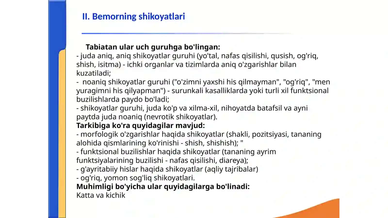 TERAPIYA MODULI VA UNING VAZIFALARI.BEMORNI KLINIKTEKSHIRISH USULLARI 4