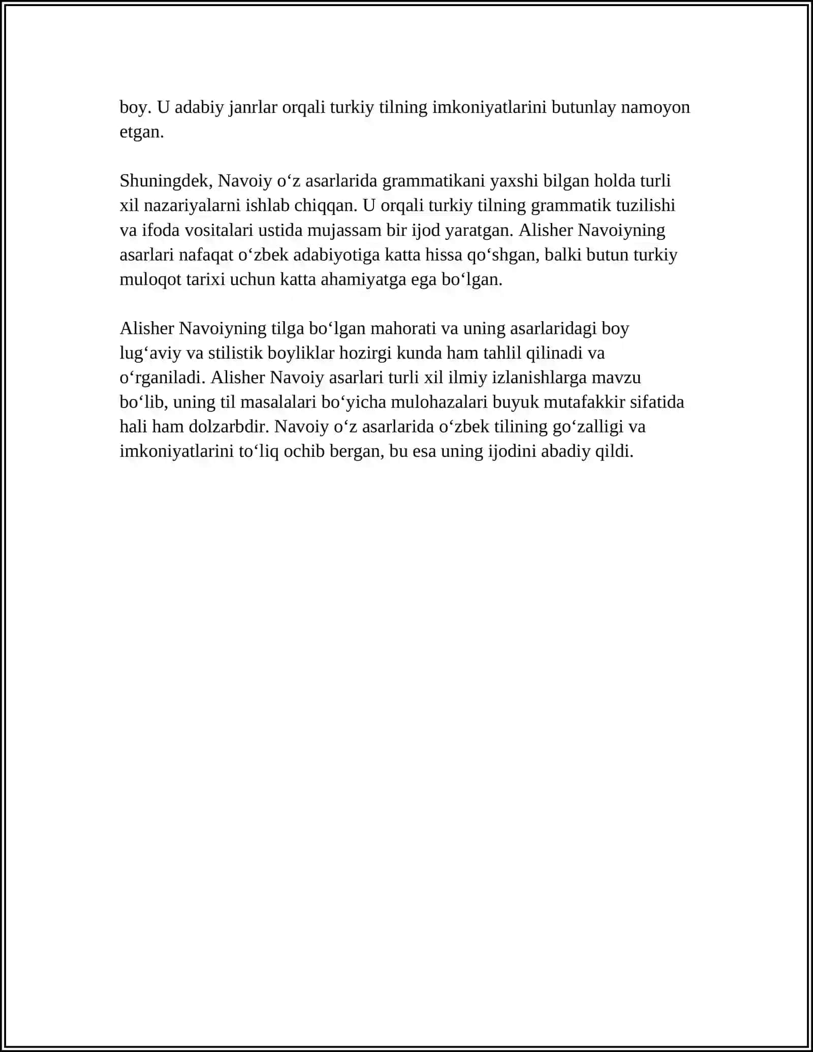 ALISHER NAVOIYNING TIL HAQIDA REFERAT 4
