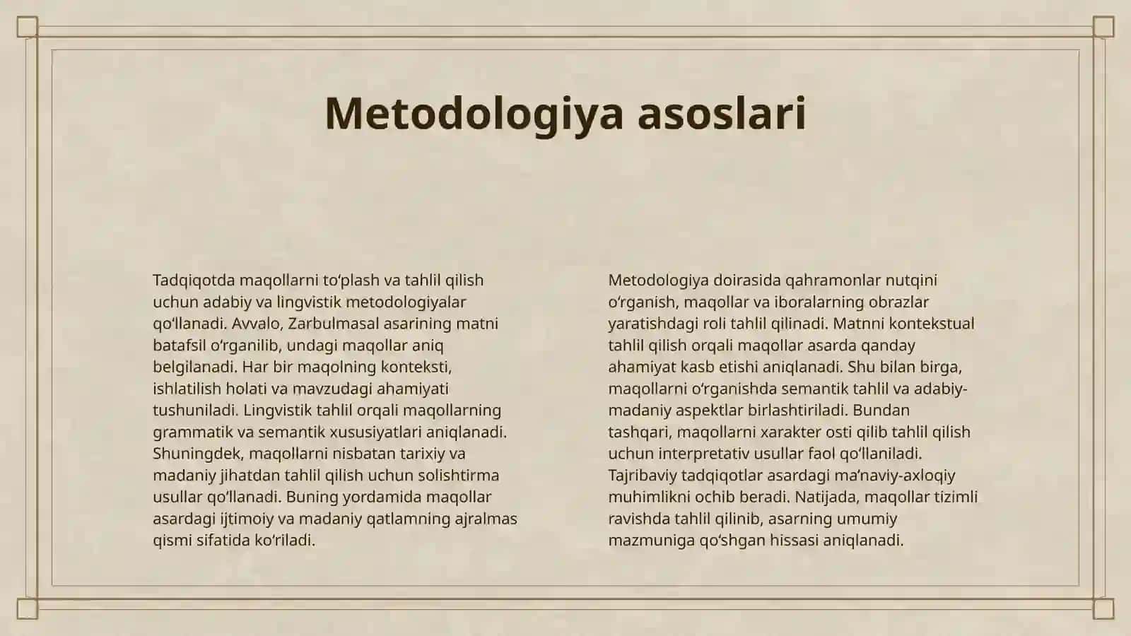 "ZARBULMASAL" ASARIDAGI MAQOLLARNI TO'PLASH VA ASARDAGI O'RNINI ANIQLASH 4