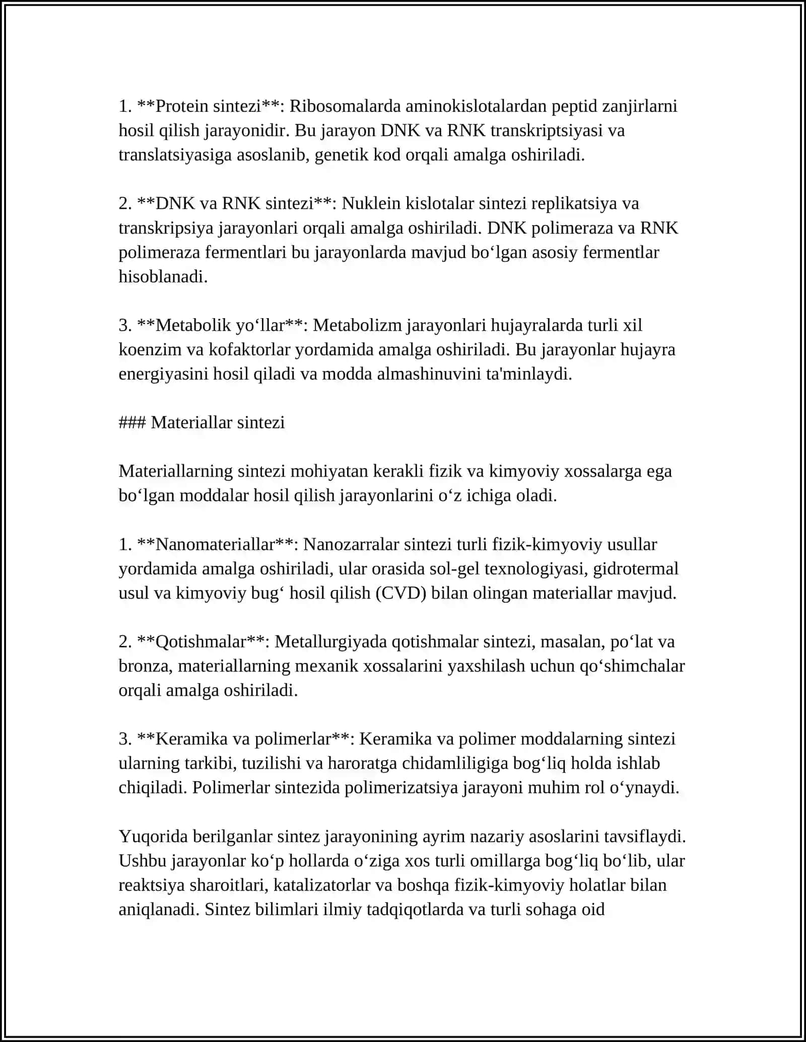 PIPTED SINTEZI VA UNGA QO'YILADIGAN TALABLAR 4
