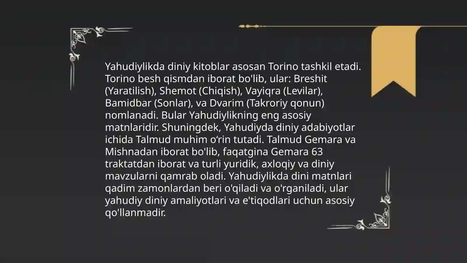 Yahudiylik talimoti, an'ana va marosimlari 4