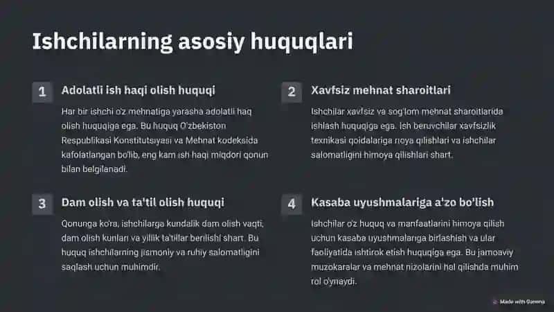 Ish haqi va mehnat munosabatlari 4
