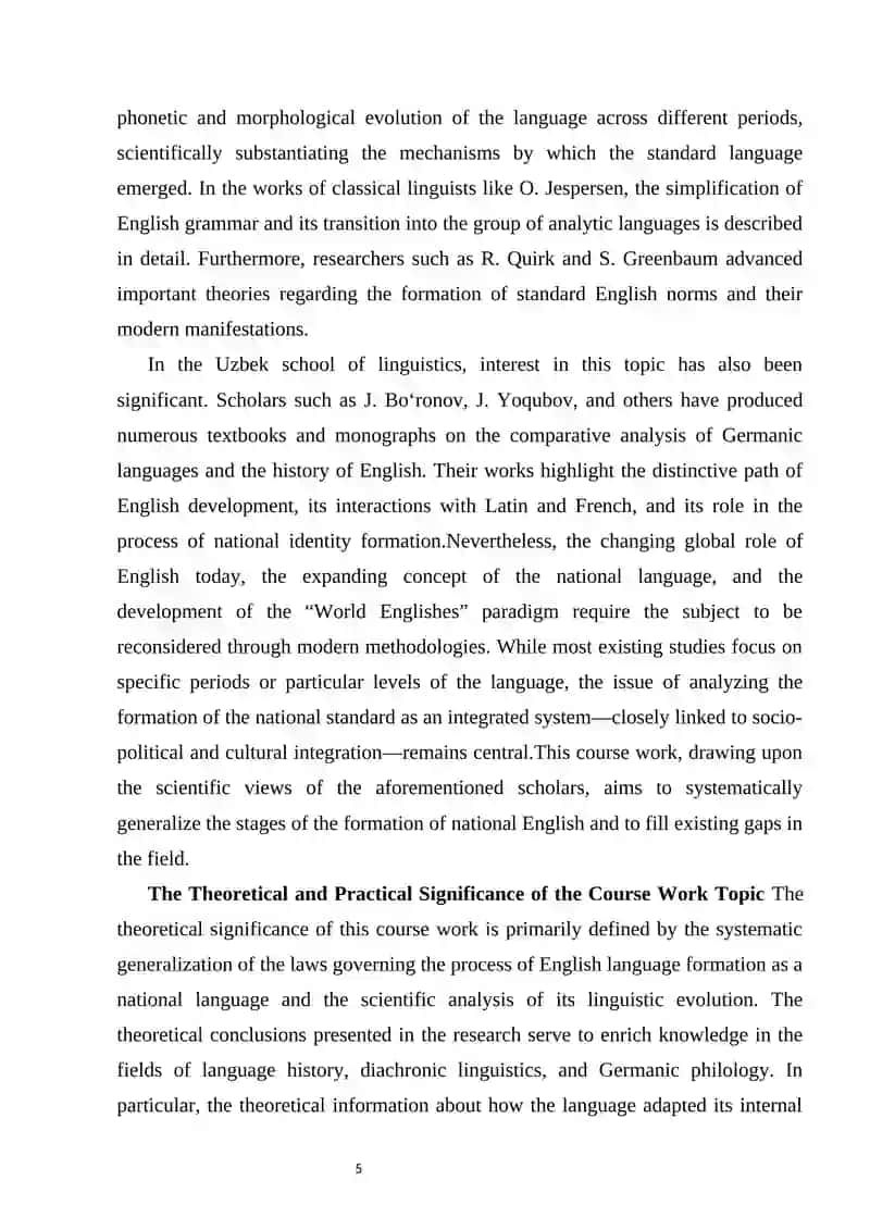 Formation of the National English Language 4
