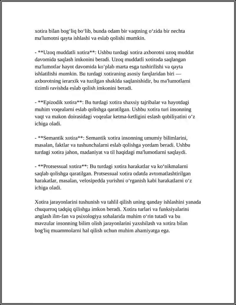 Xotira va uning turlari 4