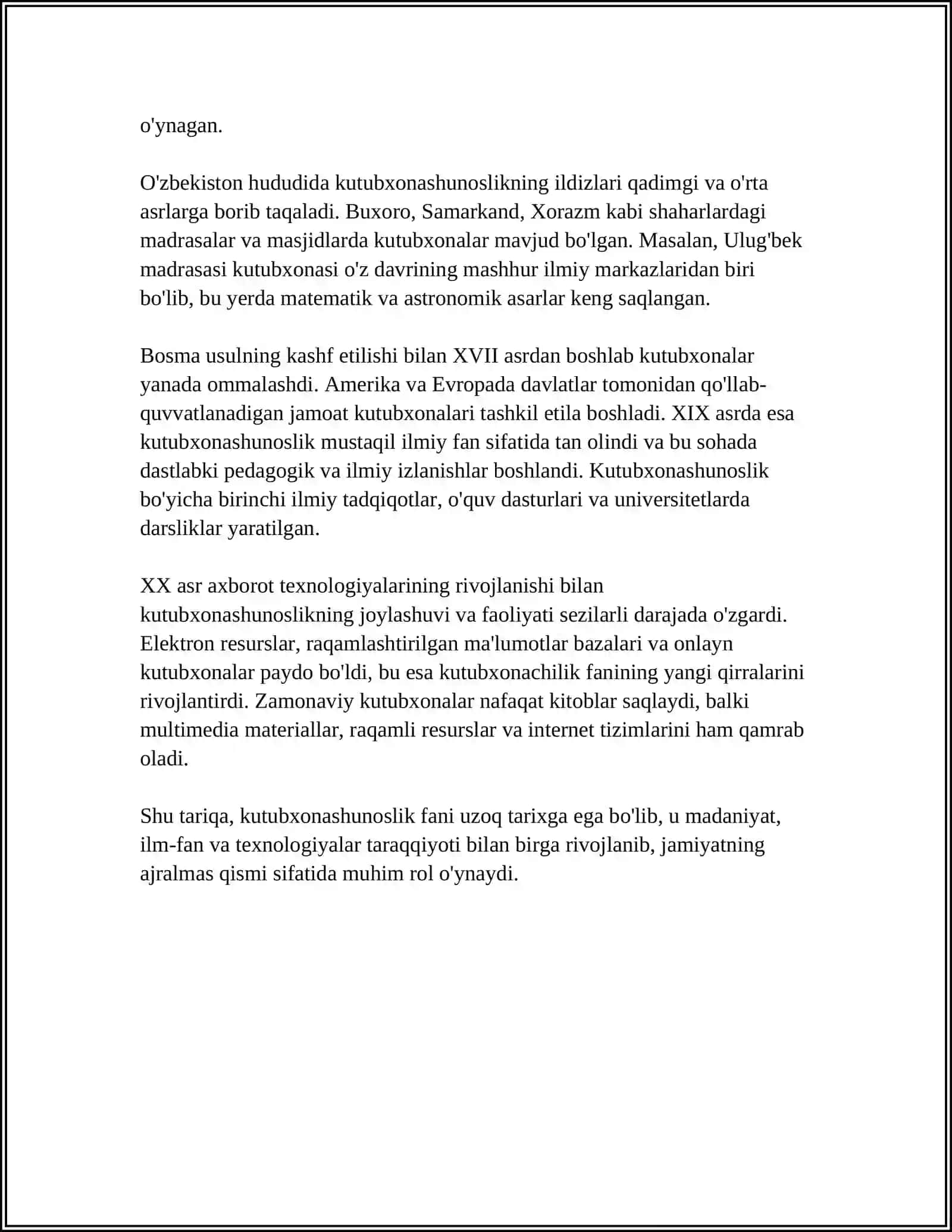Kutubxonashunoslik Fanining Vazifalari va Tuzulmasi 4