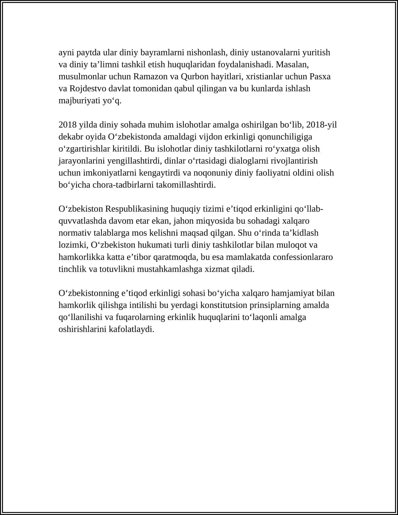 VIJDON VA E'TIQOD ERKINLIGINING TARIFI 4