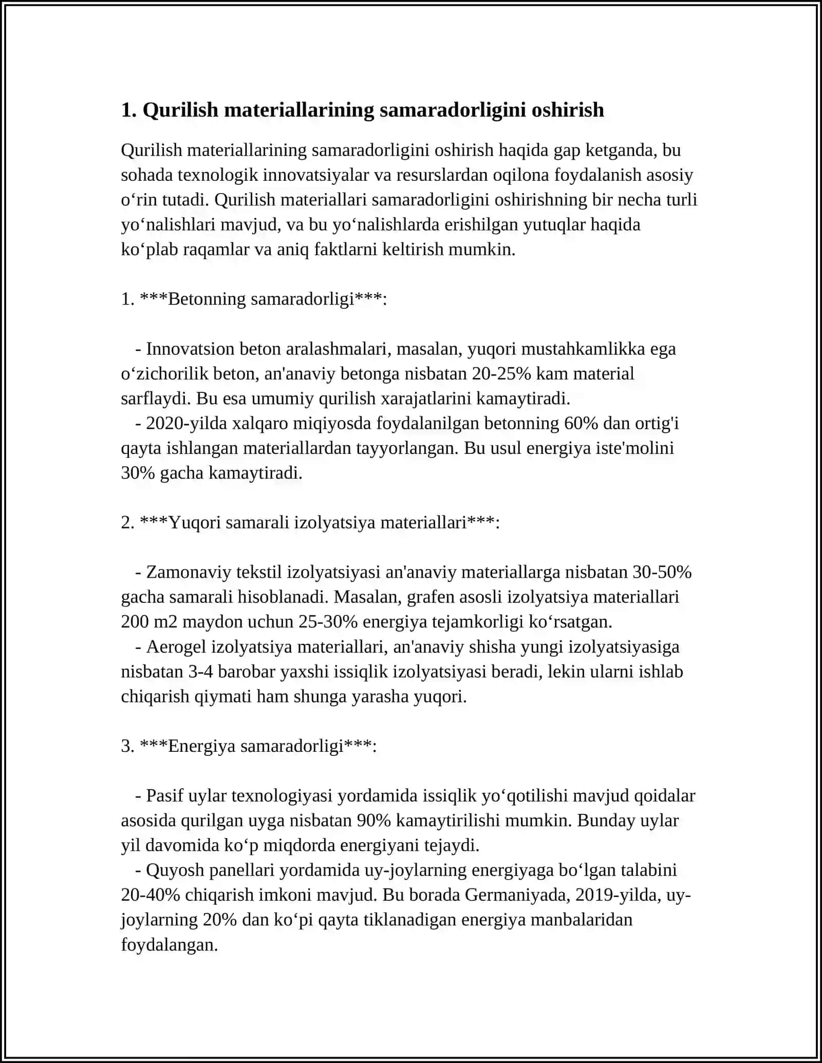 Qurilish materiallarining samaradorligini oshirish 4