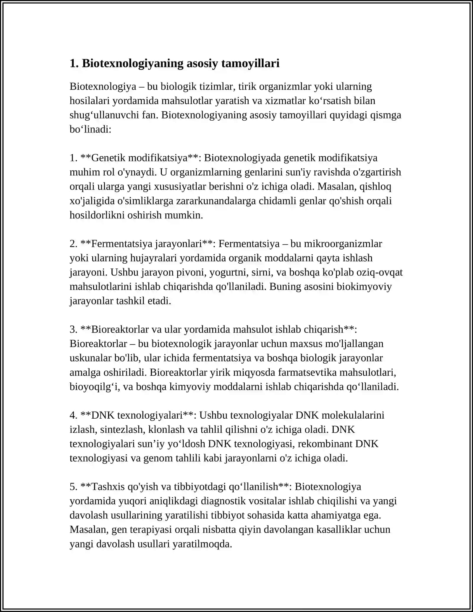 BIOTEXNALOGIYA TARMOQLAR BUYICHA MUSTAQIL ISH 4