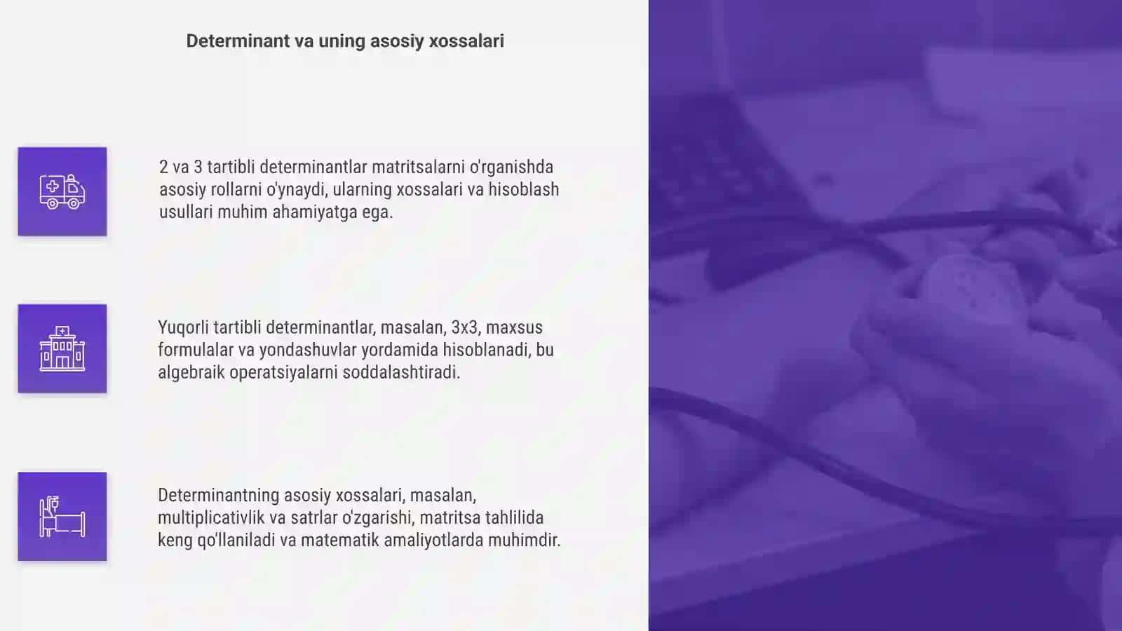 2 va 3 tartibli determinandlar vauning xossalari 4