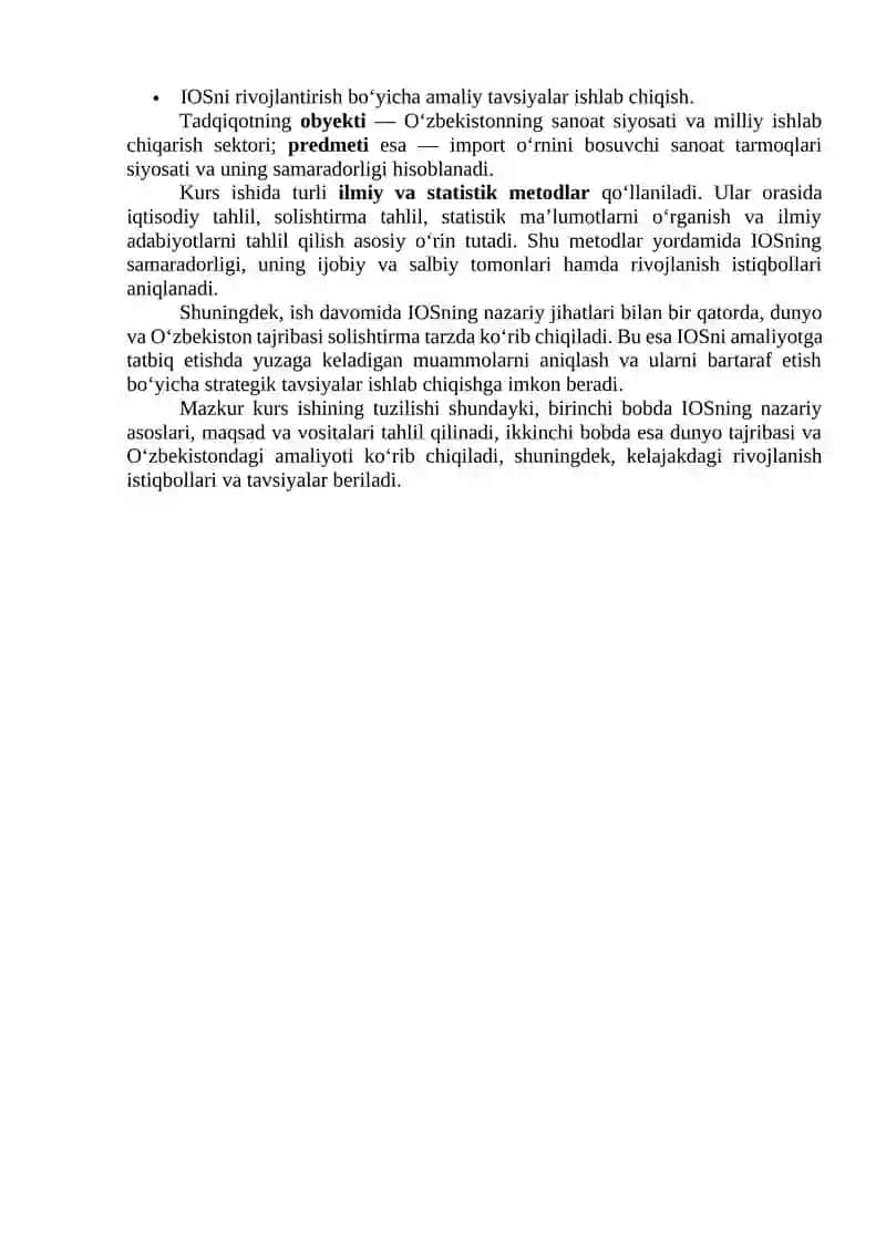Import o‘rnini bosuvchi sanoat tarmoqlari siyosati 4