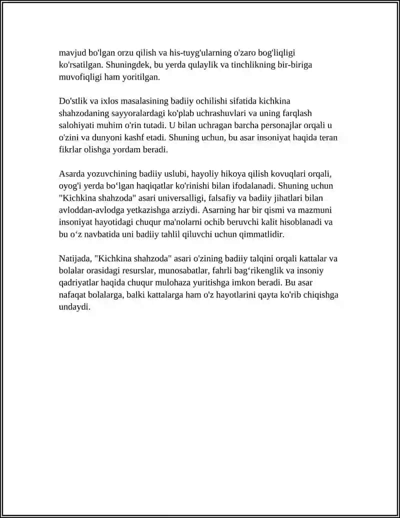 "KICHKINA SHAHZODA" ASARINING BADIIY TALQINI 4