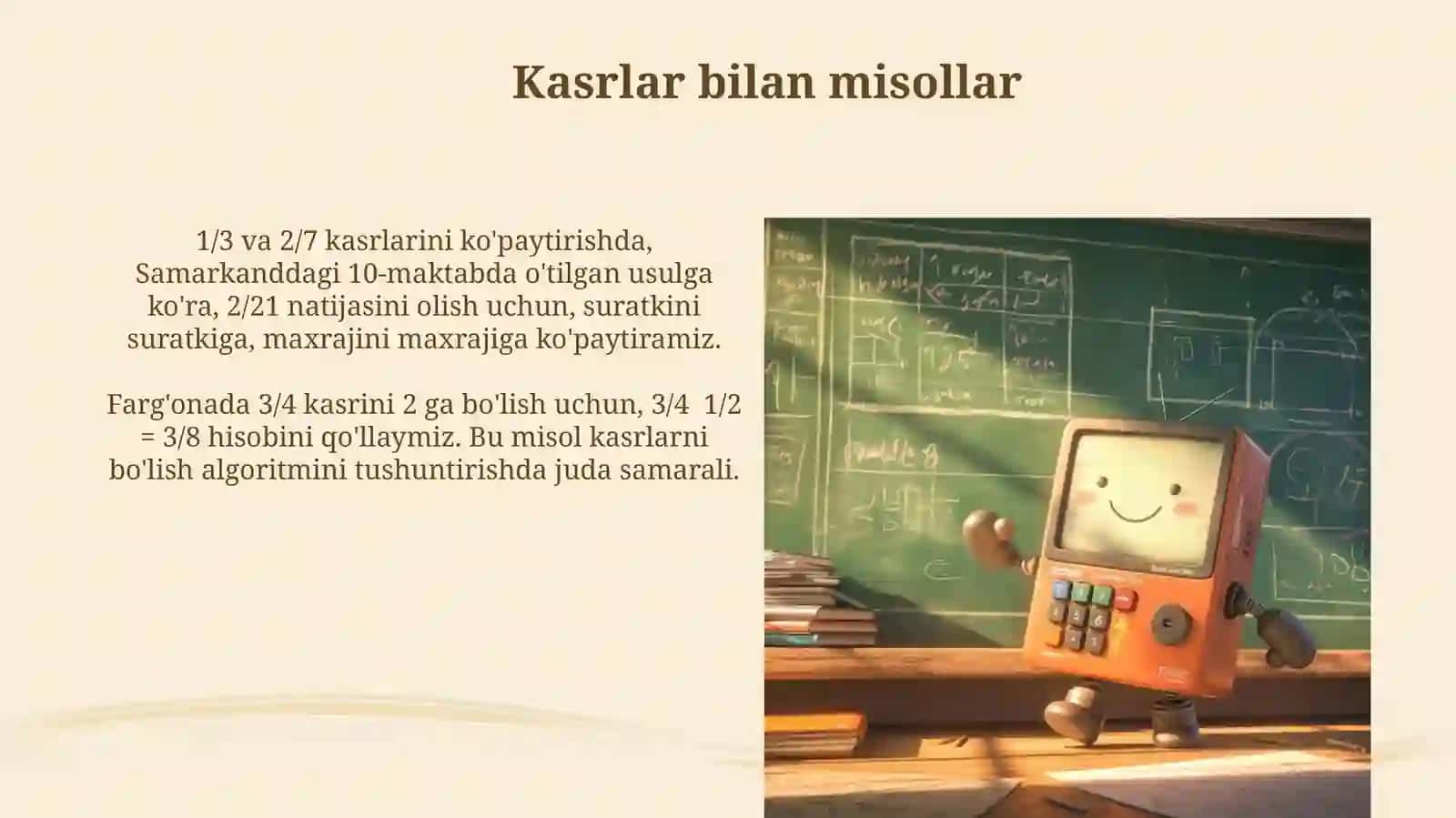 Kasrlar ustida aritmetik amalbajorish algoritmi 4