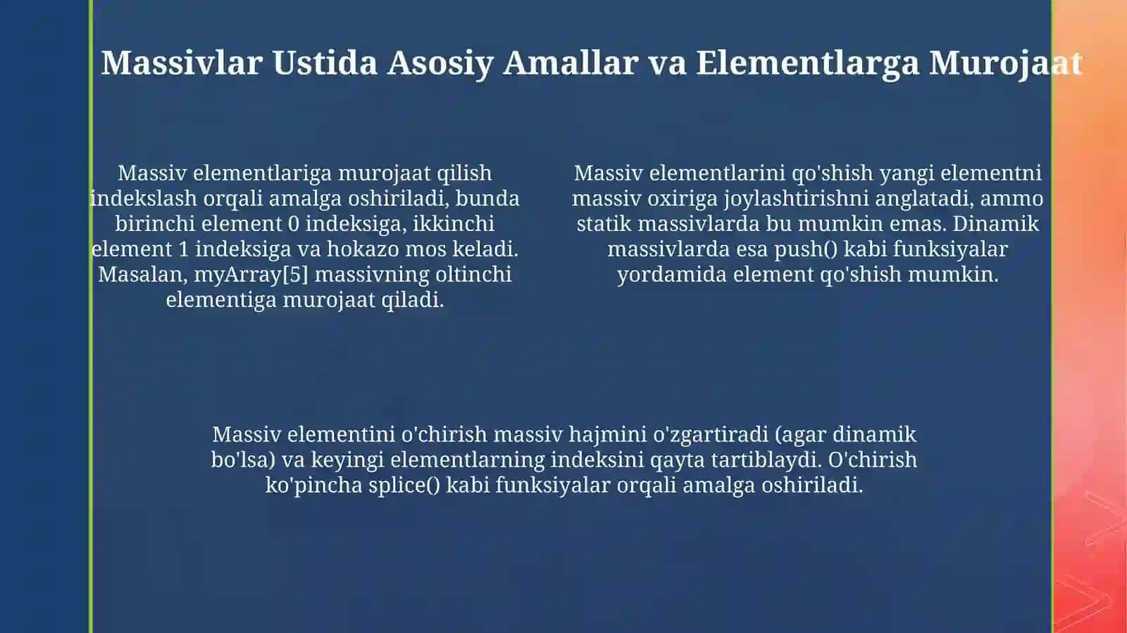 Massivlarga doir dasturlar tuzish 4