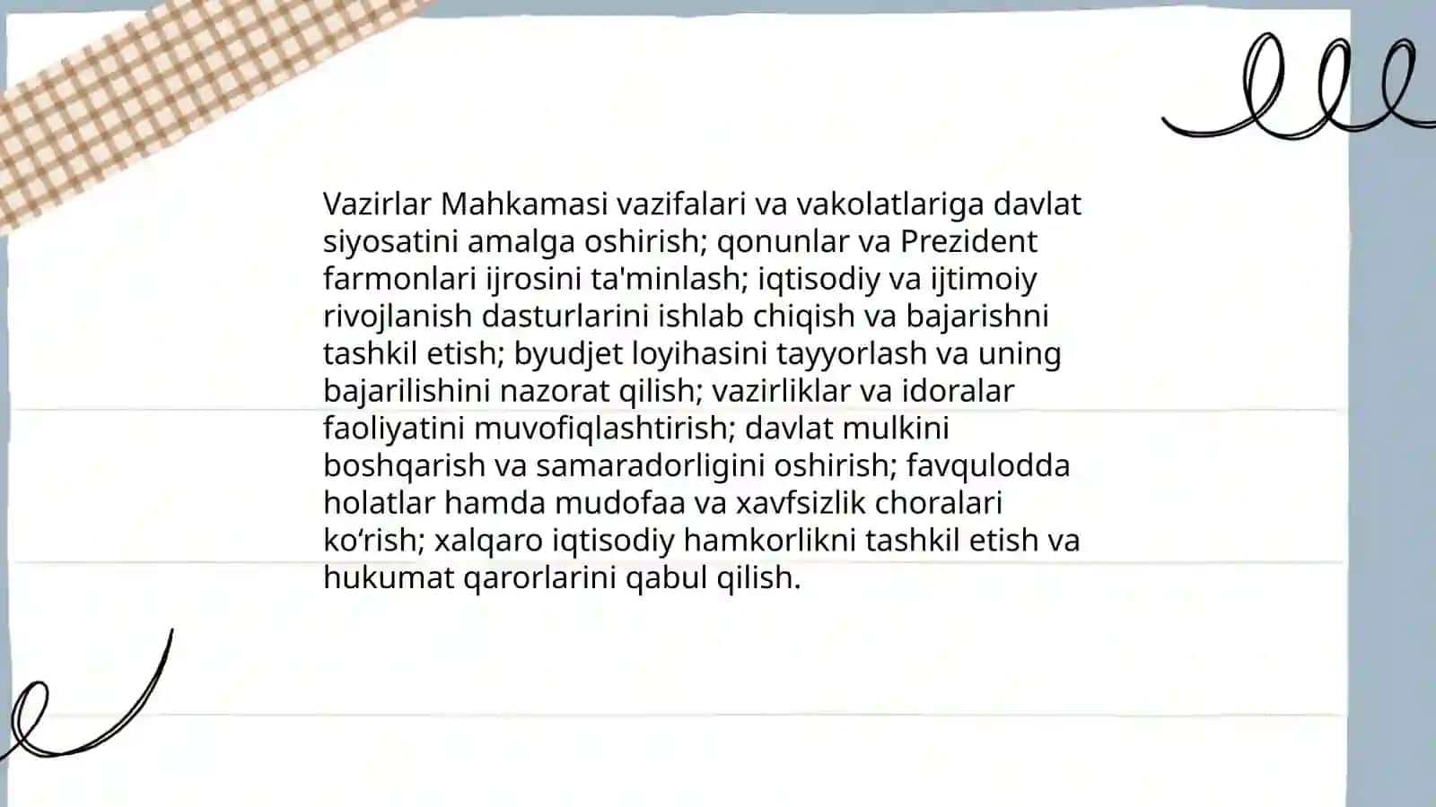 Oʻzbekiston Respublikasi Vazirlar Mahkamasi: tuzilishi va tarkibi 4