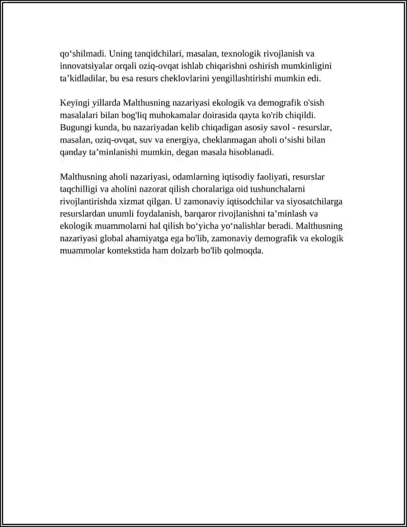 TOMAS ROBERT MALTUSNING IQTISODIY G'OYALARI 4