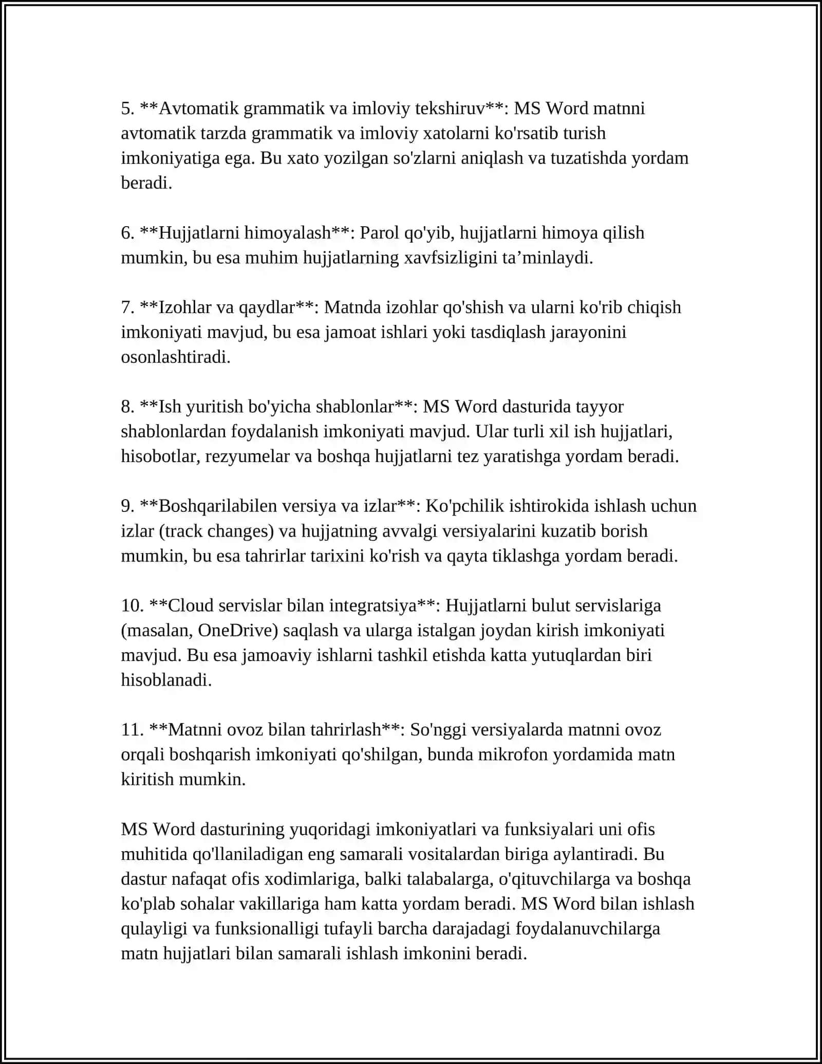 MS Word dasturida hujjatlarni tahrirlash 4