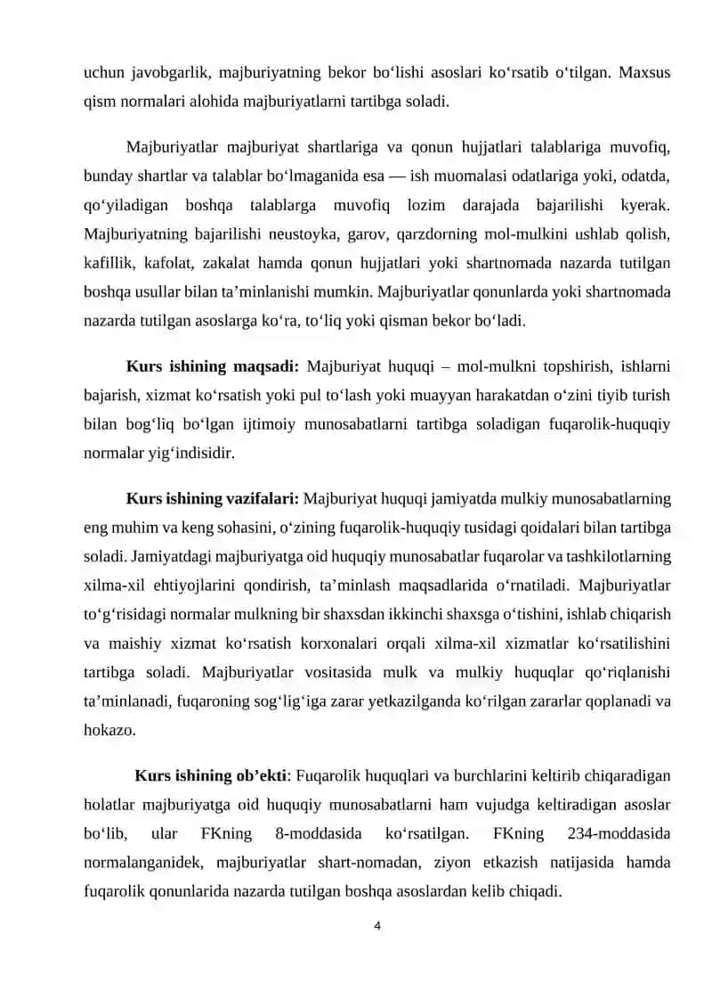 Majburiyatlarni bajarilishini ta'minlash  KURS ISHI 4