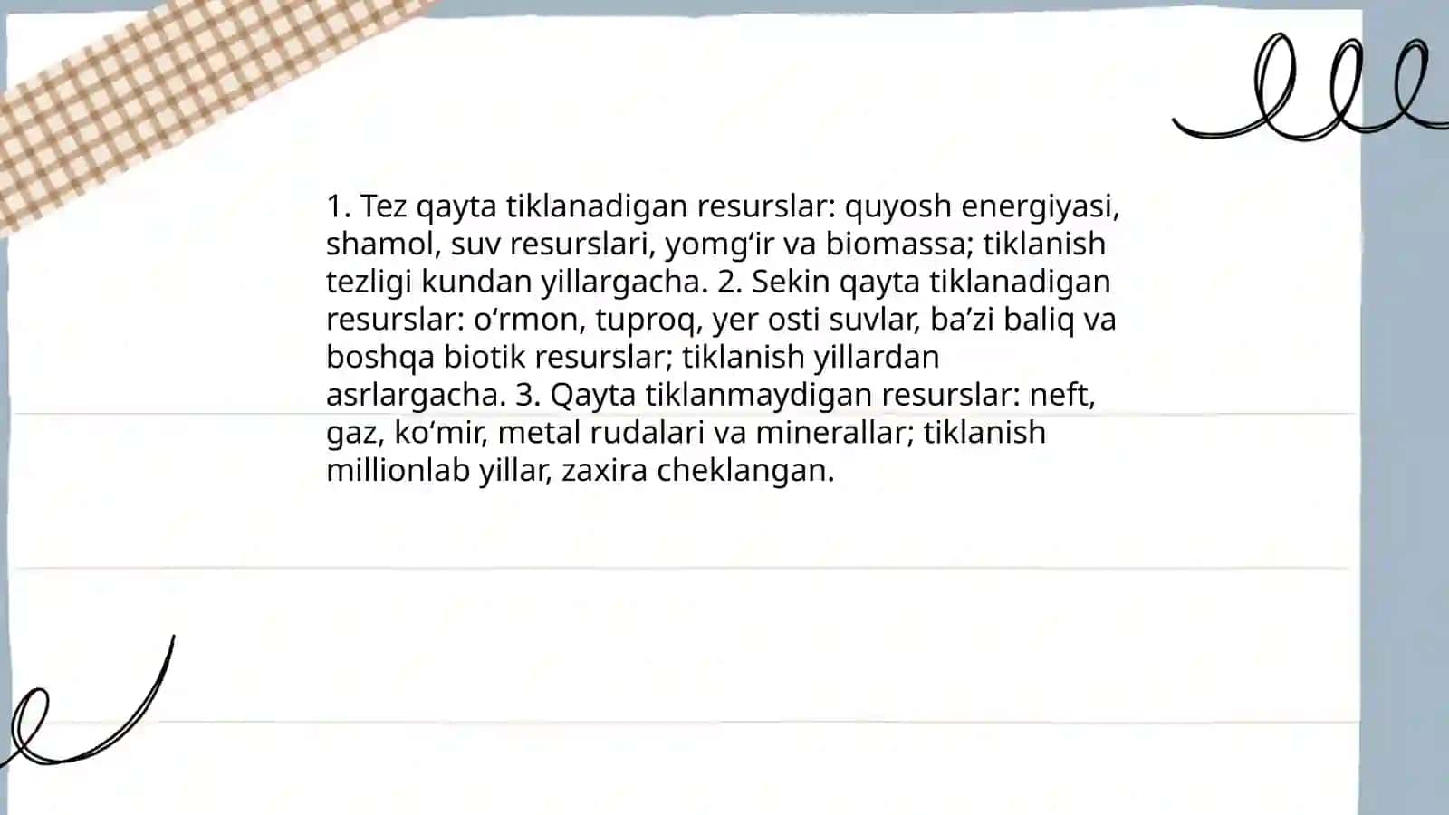 Tabiiy resurslar tasnifi 4