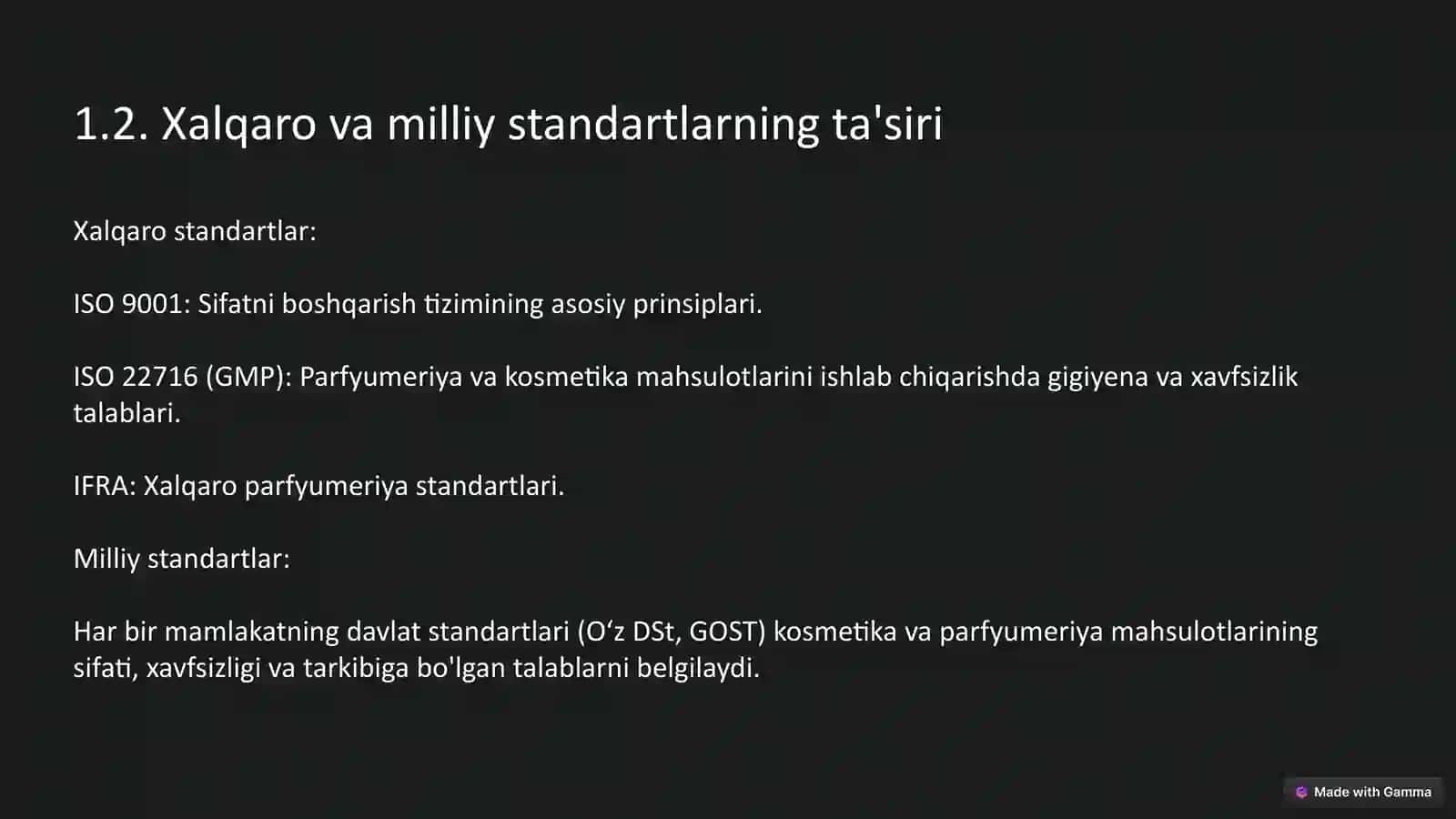 Parfyumeriya va kosmetika mahsulotlari standartlari 4
