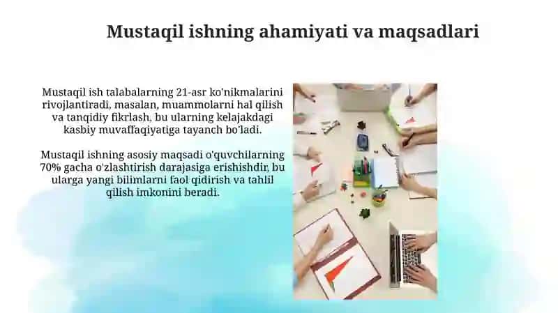 O'quvchilarning mustaqil ishlarini tashkil etish metodikasi 4