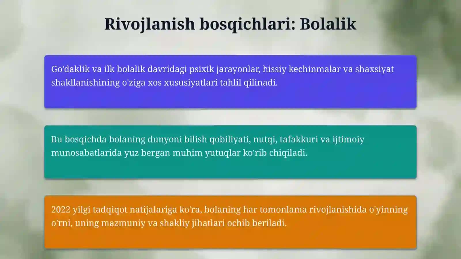 Taraqqiyot psixologiyasi 4