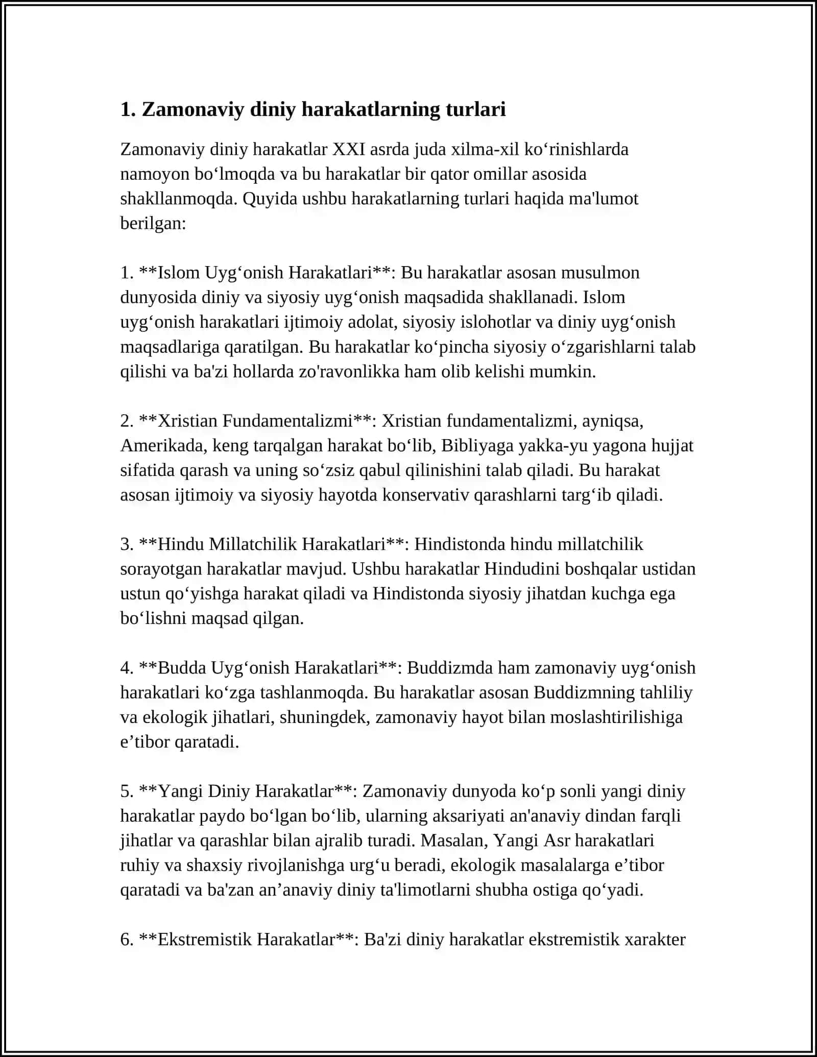 Zamonaviy Diniy Harakatlar va Sektarlar 4