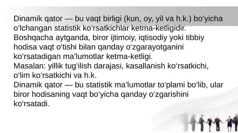 dinamik qatorlar va ularning o'rganishning zamonaviy usullari 4