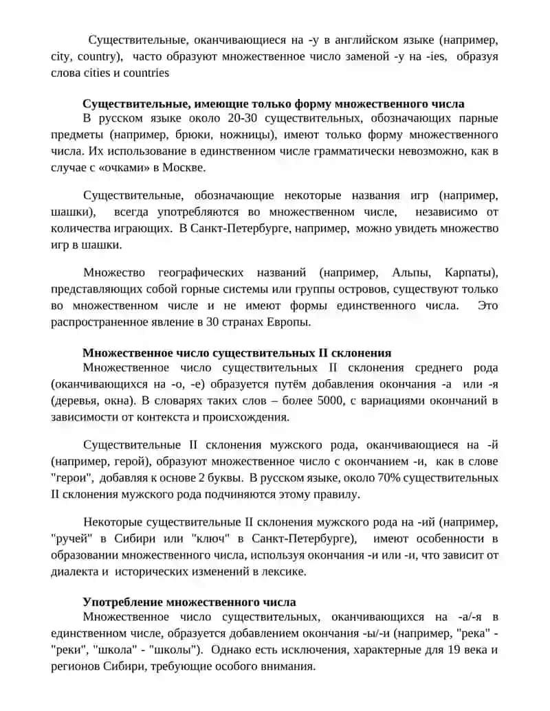 Множественное число имен существительных 4