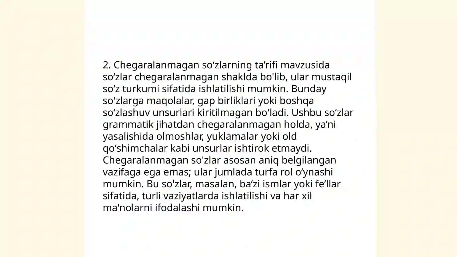 Ishlatilish doirasi chegaralangan va chegaralanmagan soʻzlar 4